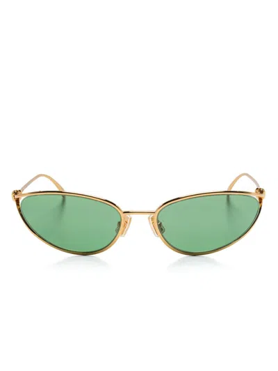 Bottega Veneta Bv1330s Knot Cat Eye Metal Sunglasses In Gold