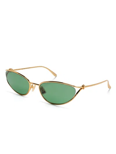 Bottega Veneta Bv1330s Knot Cat Eye Metal Sunglasses In Gold