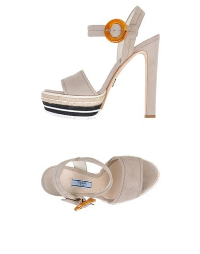 Shop Prada Sandals In Grey