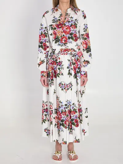 Dolce & Gabbana Cotton Shirt With A Bouquet Of Flowers Print Shirts White In Multi