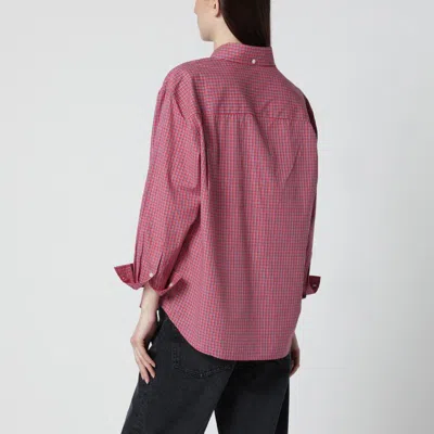Dunst Oversized Button Down Checked Shirt Red Check In Purple
