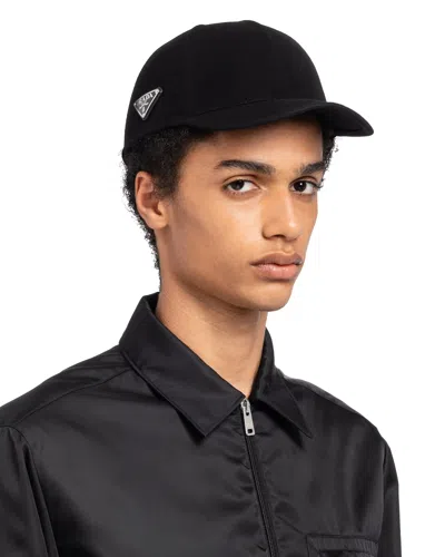 Prada Virgin Wool Felt Baseball Cap In Metallic