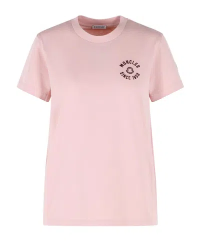 Moncler T-shirt With Embroidery In Pink