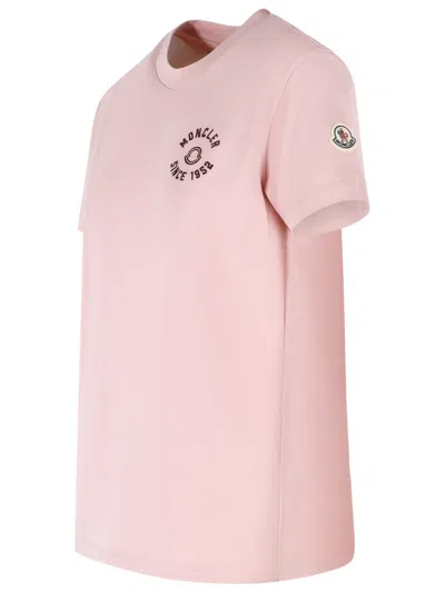 Moncler T-shirt With Embroidery In Pink