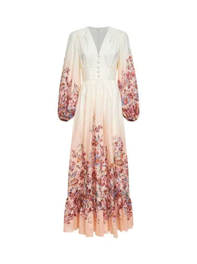 Zimmermann Awaken Plunge Maxi Dress With Separate Slip Clothing In Multi