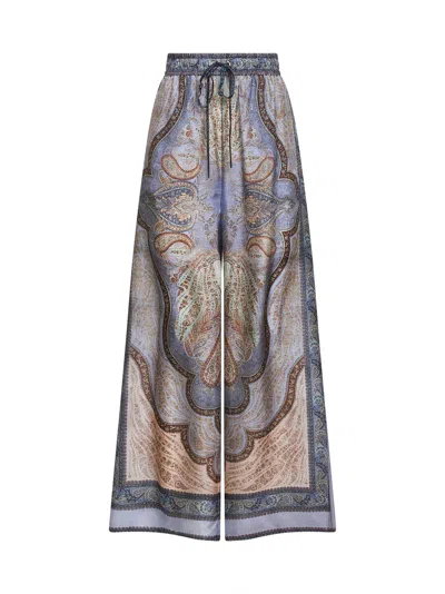 Zimmermann Wanderlust Multicolor Pants With Elastic Drawstring Waist And All-.over Print In Silk Woman