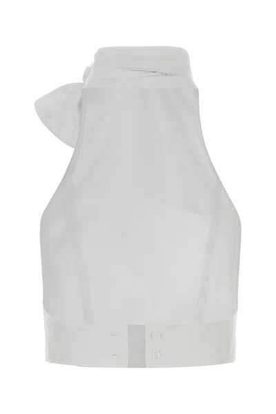 Dsquared2 Bow Detail Cropped Halterneck Sleeveless Top In White