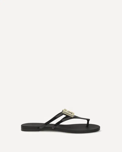 Dolce & Gabbana Black Thong Sandals With Logo Plaque On The Front In Rubber Woman