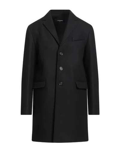 Dsquared2 Single-breasted Midi Coat With Monogram Lining In Black