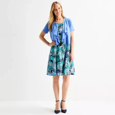 Perceptions Womens Floral Lace Jacket Dress In Blue | ModeSens