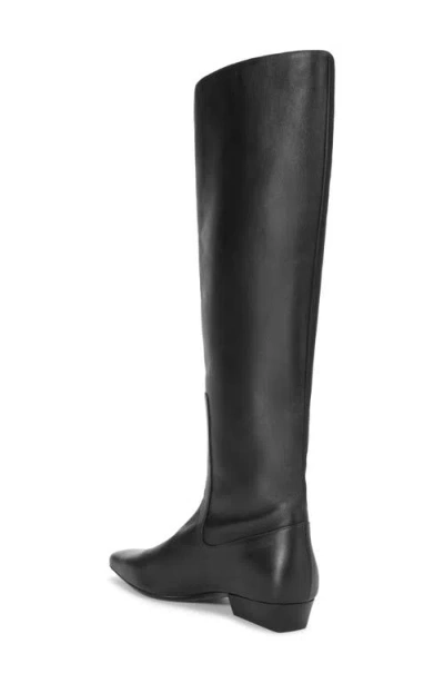 Staud Wally Leather Flat Knee-high Boots In Black