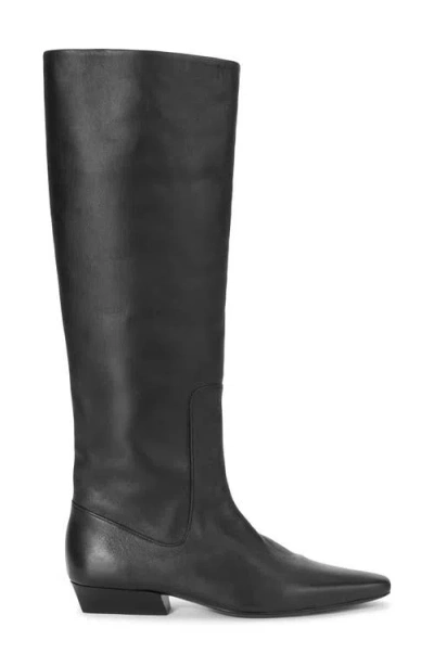 Staud Wally Leather Flat Knee-high Boots In Black