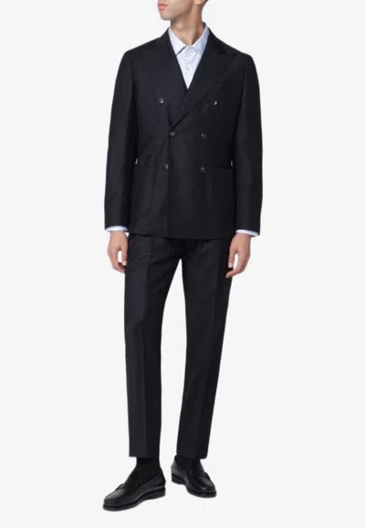 Santaniello Double-breasted Wool-blend Suit In Multi