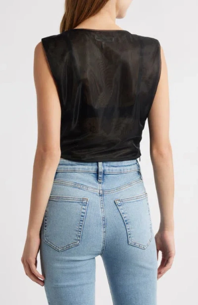 Frame The Mesh Twist Tank Top In Black