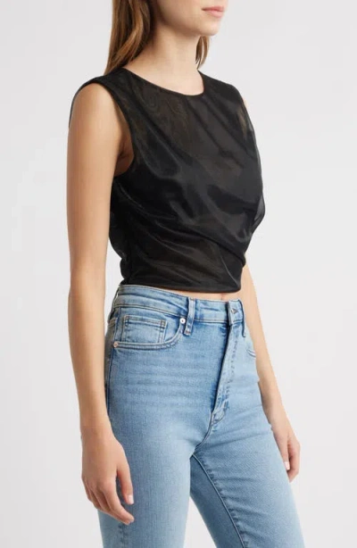 Frame The Mesh Twist Tank Top In Black