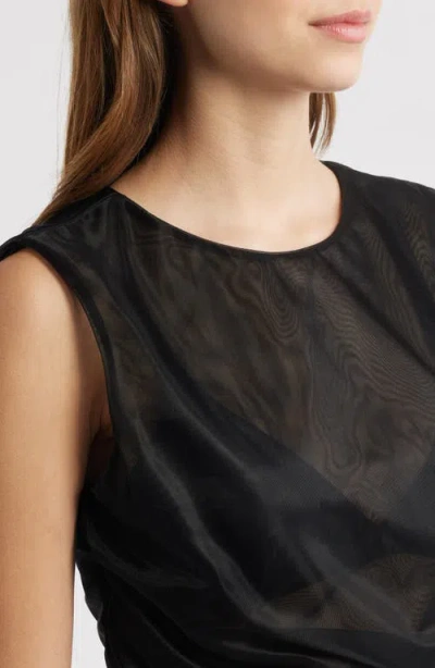 Frame The Mesh Twist Tank Top In Black