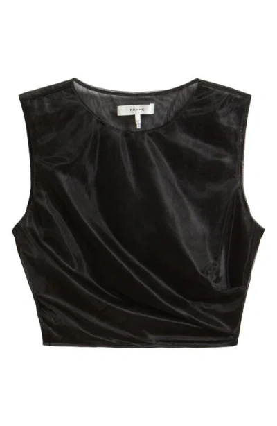 Frame The Mesh Twist Tank Top In Black