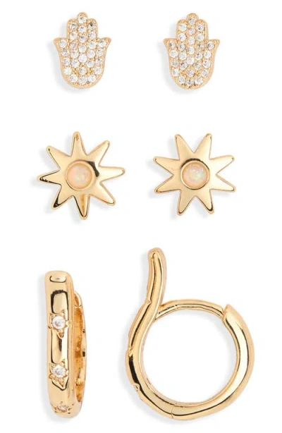 Leith 3-pack Cz Hamsa Assorted Earrings In White