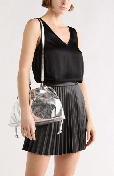 Bcbg Metallic Drawstring Clutch In Silver