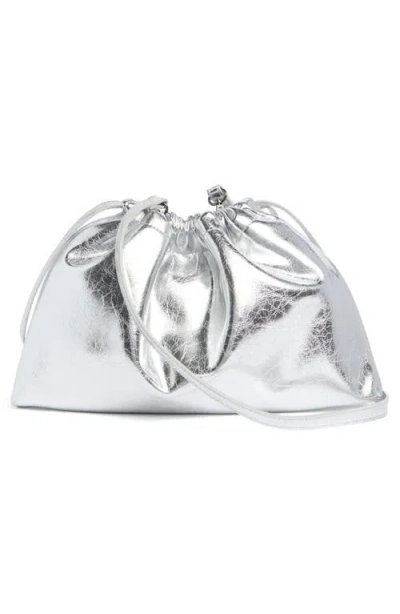 Bcbg Metallic Drawstring Clutch In Silver