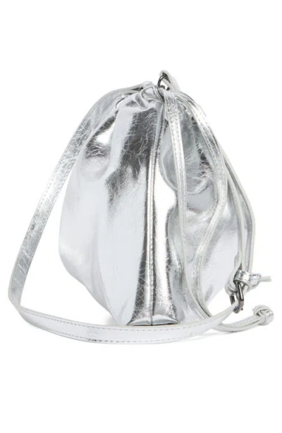 Bcbg Metallic Drawstring Clutch In Silver