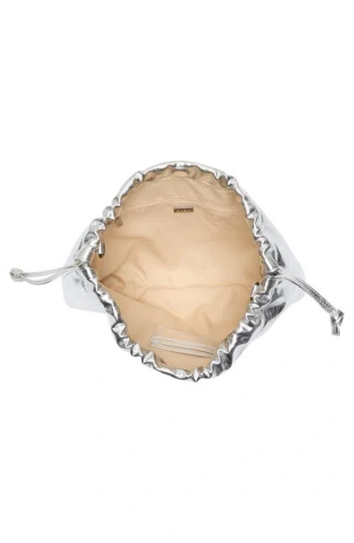 Bcbg Metallic Drawstring Clutch In Silver