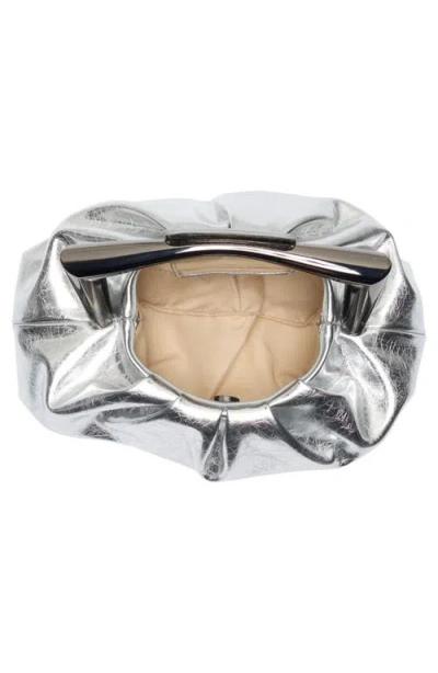 Bcbg Statement Handle Metallic Clutch In Silver