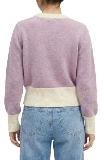 Saachi Ruffled Bloom Pullover Sweater In Purple