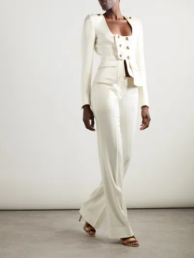 Tom Ford Cropped Wool-blend Faille Jacket In White
