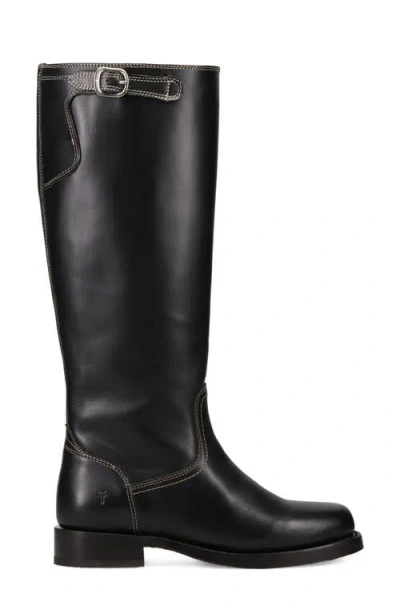 Frye Campus Leather Low Heel Tall Riding Boots In Black