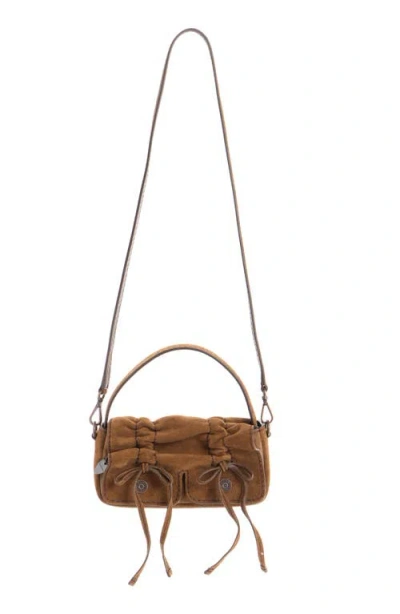 Acne Studios Multipocket Mini Suede Crossbody Bag In Brown