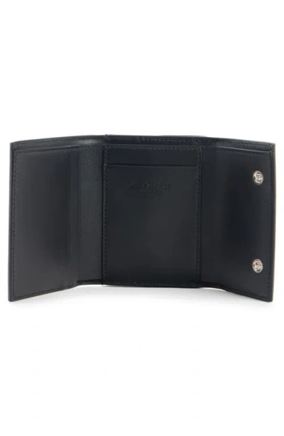 Acne Studios Flower Print Leather Trifold Wallet In Blue