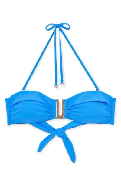 Reiss Womens Blue Carina Removable-strap Stretch-woven Bikini Top