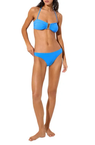 Reiss Womens Blue Carina Removable-strap Stretch-woven Bikini Top