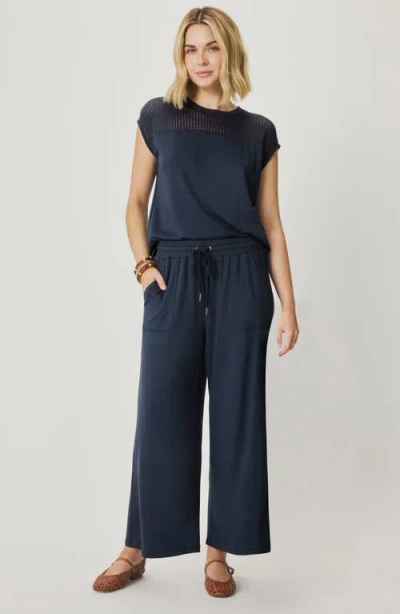 Splendid Scubasoft Wide Leg Drawstring Pants In Blue