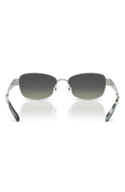 Tory Burch 55mm Gradient Polarized Rectangular Sunglasses In Silver