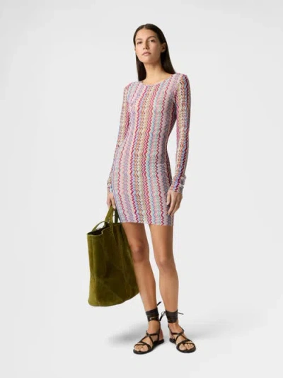 Missoni Long-sleeve Zigzag Printed Tulle T-shirt In Multi