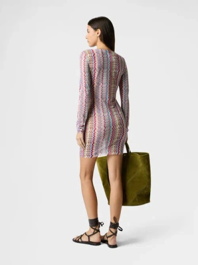 Missoni Long-sleeve Zigzag Printed Tulle T-shirt In Multi