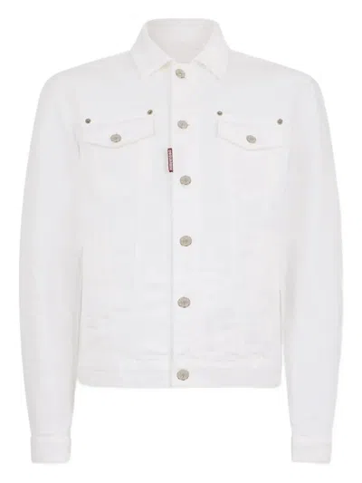 Dsquared2 Logo-patch Button-fastening Jacket In White