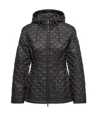 Moncler Arum Hooded Mid-length Down Jacket In Black