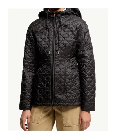 Moncler Arum Hooded Mid-length Down Jacket In Black