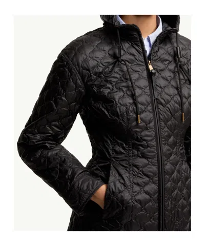 Moncler Arum Hooded Mid-length Down Jacket In Black