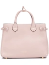 Burberry Medium Banner House Check Leather Tote - Beige In Pale Orchid/gold