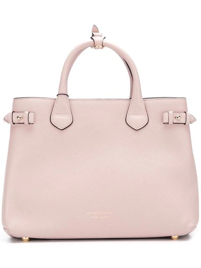Burberry Medium Banner House Check Leather Tote - Beige In Pale Orchid/gold  | ModeSens