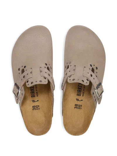 Birkenstock Women's Boston Shearling Clog In Taupe Suede/sandcastle At Urban Outfitters In Multi