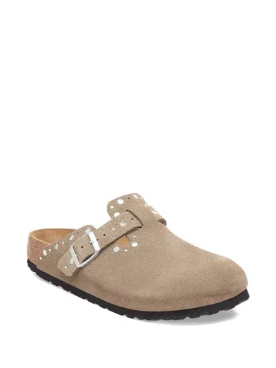 Birkenstock Women's Boston Shearling Clog In Taupe Suede/sandcastle At Urban Outfitters In Multi