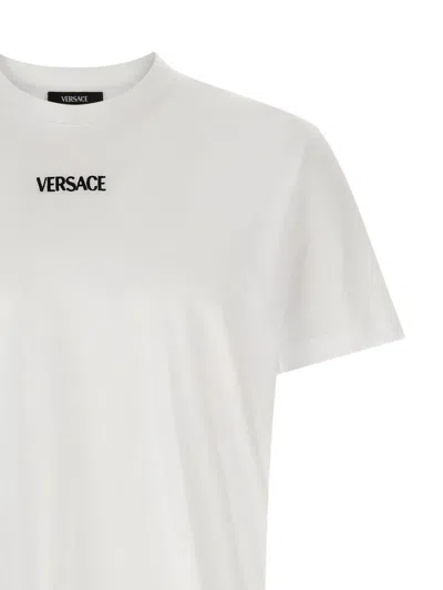 Versace White T-shirt With Lettering Logo On The Front In Cotton Man In White