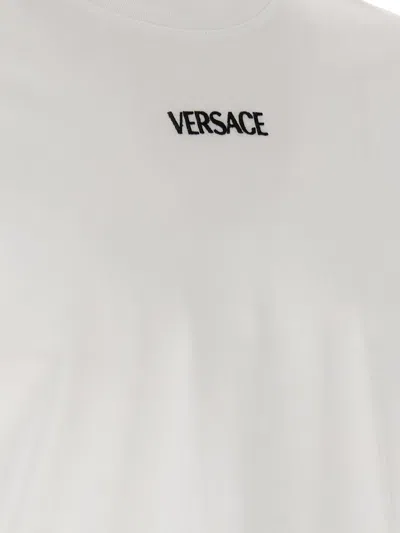 Versace White T-shirt With Lettering Logo On The Front In Cotton Man In White