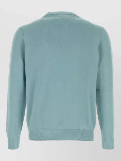 Fedeli Light Blue Solid Sweaters In Blue