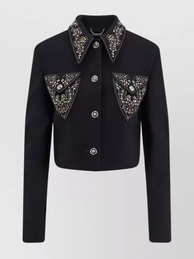 Versace Informal Jacket Responsible Light Weight Double Wo In Black